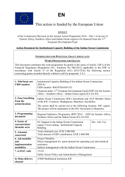 Action Fiche for IOC 11th EDF Support programme for Institutional