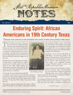 No. 1, 2015 "Enduring Spirit: African Americans in 19th Century Texas