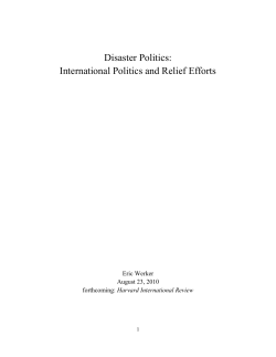 Disaster Politics: International Politics and Relief Efforts