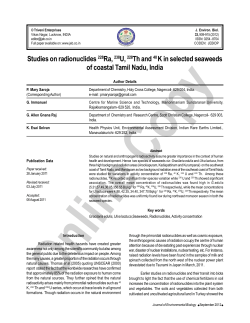 Studies on radionuclides 228Ra, 238U, 228Th and 40 K in selected