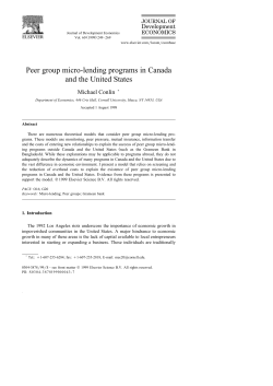 Peer group micro-lending programs in Canada and the United States