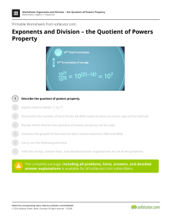 Exponents and Division &ndash; the Quotient of Powers Property