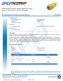 SMA Female Connector Solder Attachment Press-In
