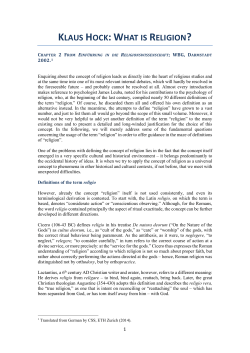 KLAUS HOCK: WHAT IS RELIGION?