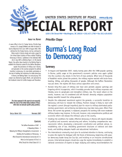 Burma`s long Road to Democracy - United States Institute of Peace