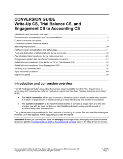 Conversion Guide: Write-Up CS, Trial Balance CS, and Engagement