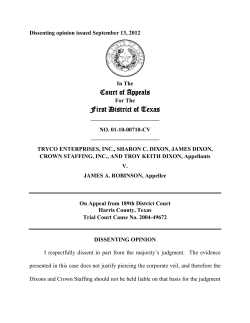 Court of Appeals First District of Texas