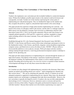 Piloting a New Curriculum: A View from the Trenches