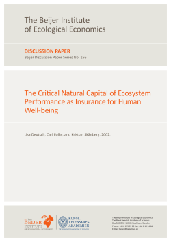 discussion paper - The Beijer Institute of Ecological Economics