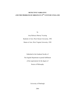 DETECTIVE NARRATIVE AND THE PROBLEM OF ORIGINS IN 19