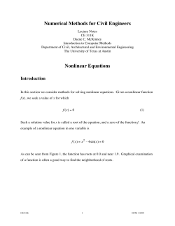 Numerical Methods for Civil Engineers Nonlinear Equations