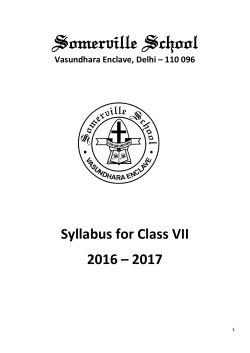 Syllabus for Class VII 2016 &ndash; 2017