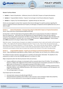 Property Tax News (Inflation Factors Proposed Ballot