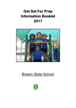 Get Set For Prep Information Booklet 2017 Bowen State School