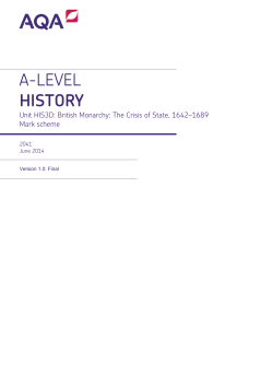 British Monarchy: the Crisis of State, 1642 - 1689 June 2014