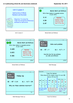 2.3 subtracting whole #s and decimals.notebook