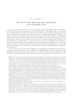 The art of truth. Historiography and identity in the Frankish world
