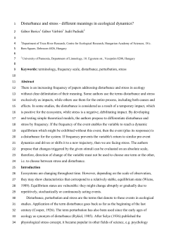 Disturbance and stress - different meanings in ecological dynamics?
