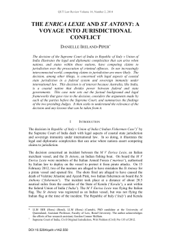 the enrica lexie and st antony: a voyage into jurisdictional conflict
