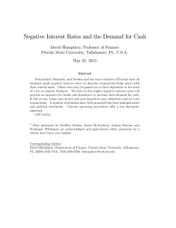 Humphrey 2015, `Negative Interest Rates and the Demand for Cash`