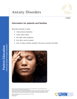 Anxiety Disorders - the University Health Network