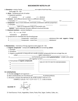 Biochemistry student notes Pre-AP 14-15
