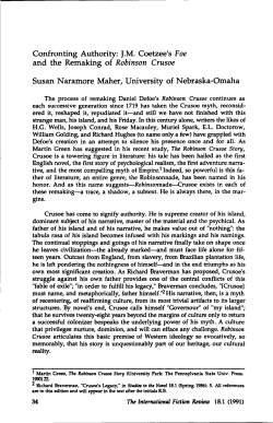 Confronting Authority: J.M. Coetzee`s Foe and the Remaking of