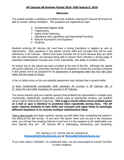 AP Calculus AB Summer Packet 2016