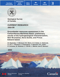 Groundwater resources assessment in the Carboniferous Maritimes