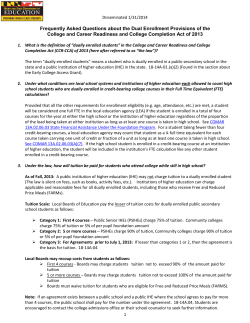 Frequently Asked Questions about the Dual Enrollment Provisions of
