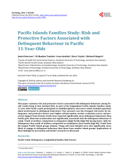 Pacific Islands Families Study: Risk and Protective Factors