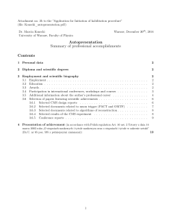 Autopresentation Summary of professional accomplishments Contents
