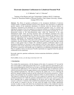 Electronic Quantum Confinement in Cylindrical Potential Well