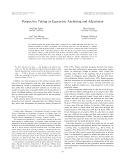 Perspective Taking as Egocentric Anchoring and Adjustment