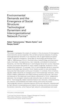 Environmental Demands and the Emergence of Social Structure