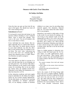 Oneness with God is True Education Sri Sathya Sai Baba