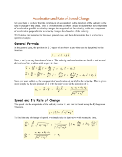 Acceleration and Rate of Speed Change General