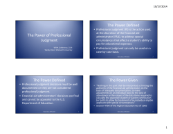 The Power of Professional Judgment The Power Defined The Power