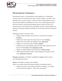 Phonological Awareness - The Literacy Connection