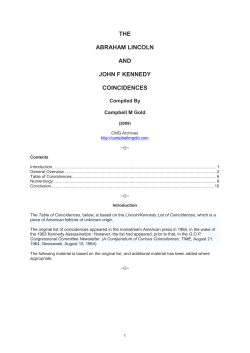 the abraham lincoln and john f kennedy coincidences
