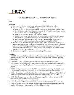 Timeline of Events in US Global HIV/AIDS Policy