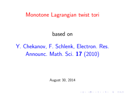 Monotone Lagrangian twist tori 1.2cm based on .5cm Y. Chekanov
