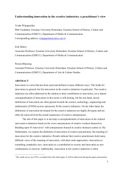 Innovation in the creative industries: a practitioners` view