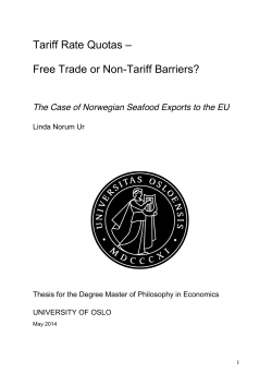 Tariff Rate Quotas &ndash; Free Trade or Non-Tariff Barriers? - DUO