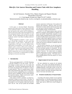 List Answer Detection and Context Task with Zero Anaphora Handling
