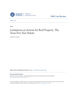 Limitations on Actions for Real Property: The Texas