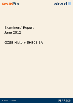 Examiners` Report June 2012 GCSE History 5HB03 3A