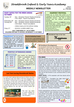 No 5 - w/c 17 October - Streetsbrook Infant and Nursery School