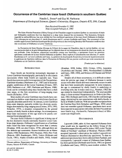 Occurrence of the Cambrian trace fossil Oldhamia in southern Quebec