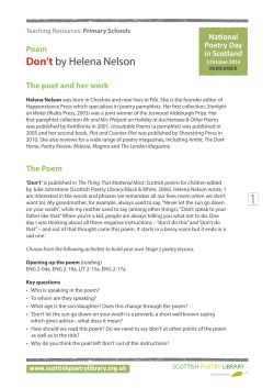 Don`t by Helena Nelson - Scottish Poetry Library